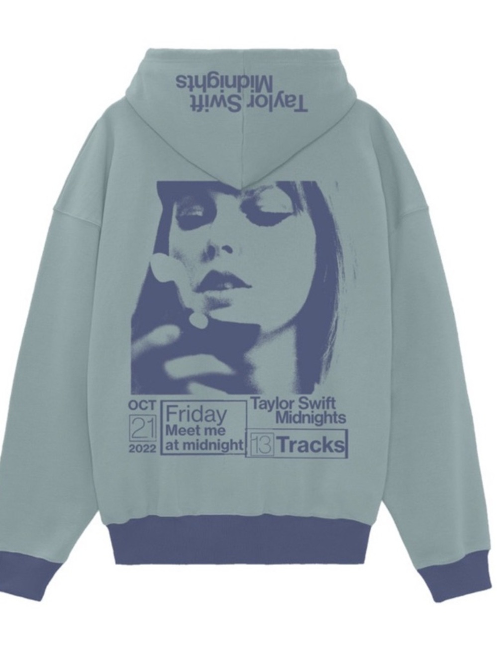 Taylor Swift Light Blue and Navy Midnights Graphic Hoodie